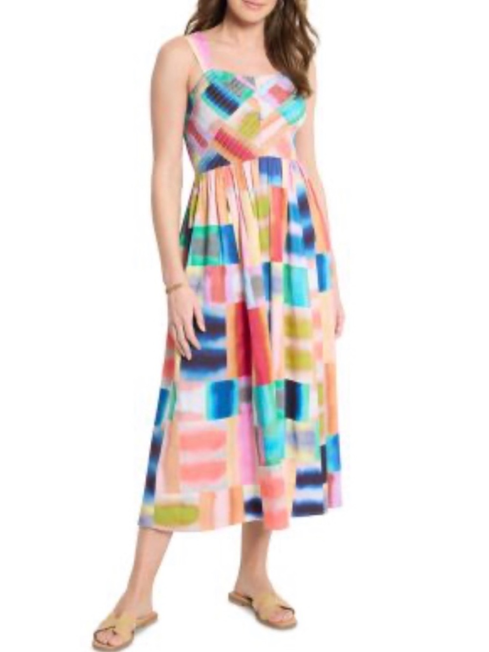 NIC+ZOE Multicolor Geometric Midi Dress